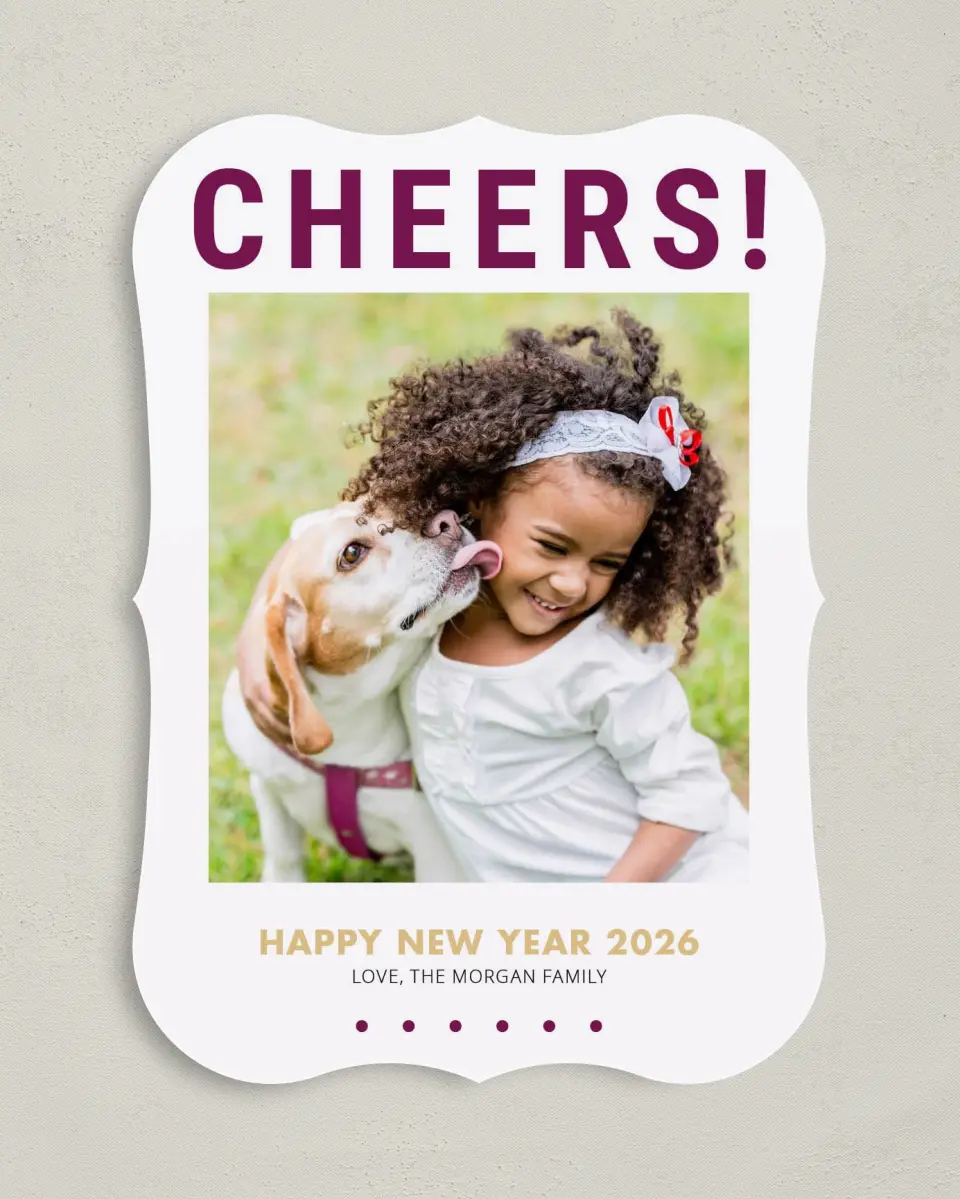 This is a 5" x 7" Christmas Card called Cheers! printed in full color on Premium Smooth paper