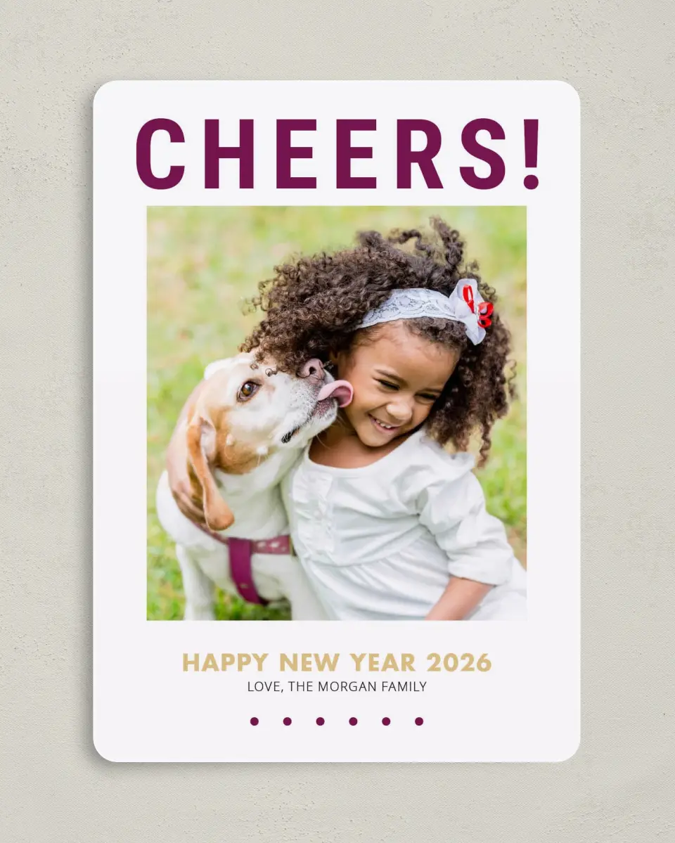 This is a 5" x 7" Christmas Card called Cheers! printed in full color on Premium Smooth paper