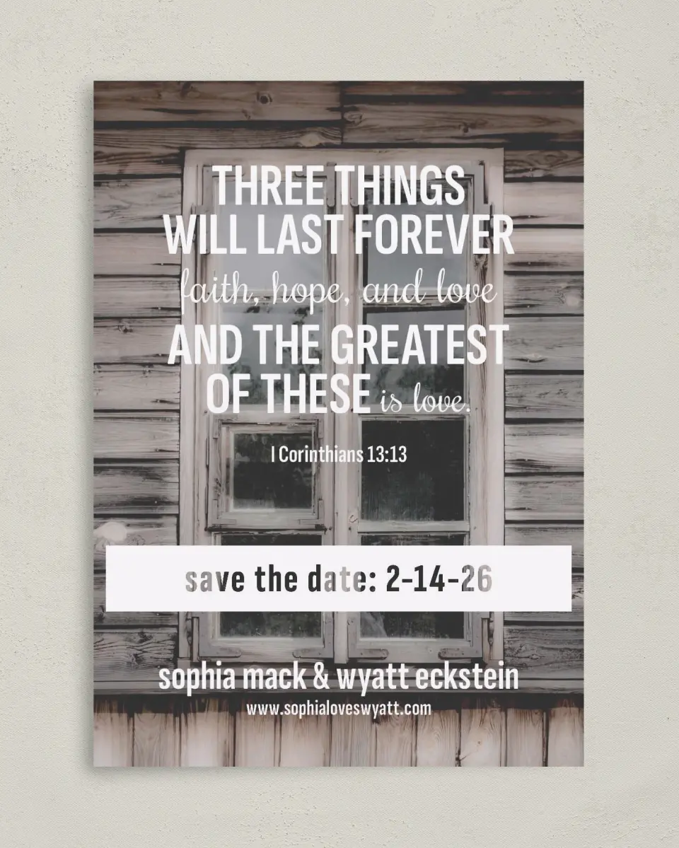 This is a 5" x 7" Save the Date Card called Rustic Retreat printed in full color on Premium Smooth paper
