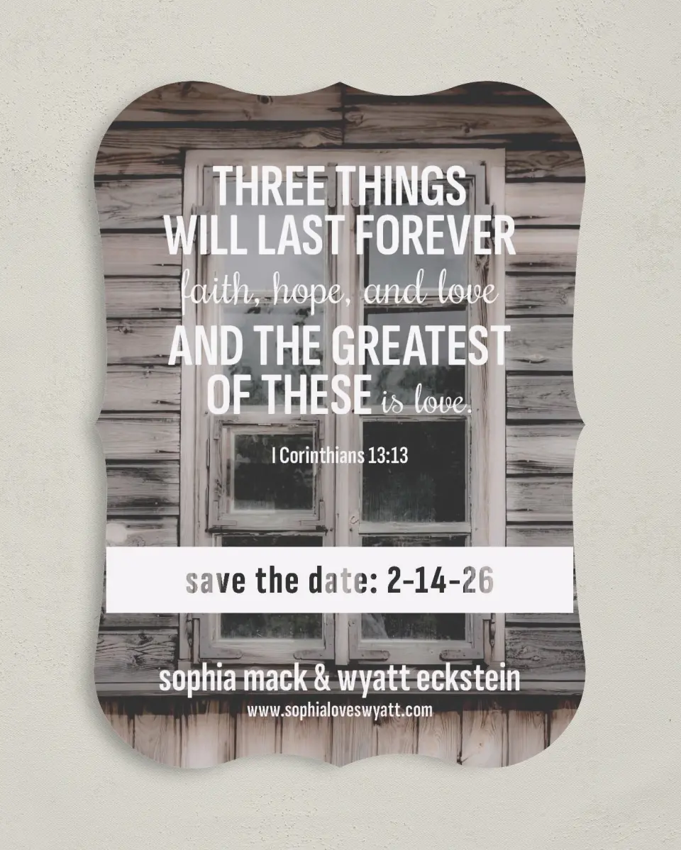 This is a 5" x 7" Save the Date Card called Rustic Retreat printed in full color on Premium Smooth paper