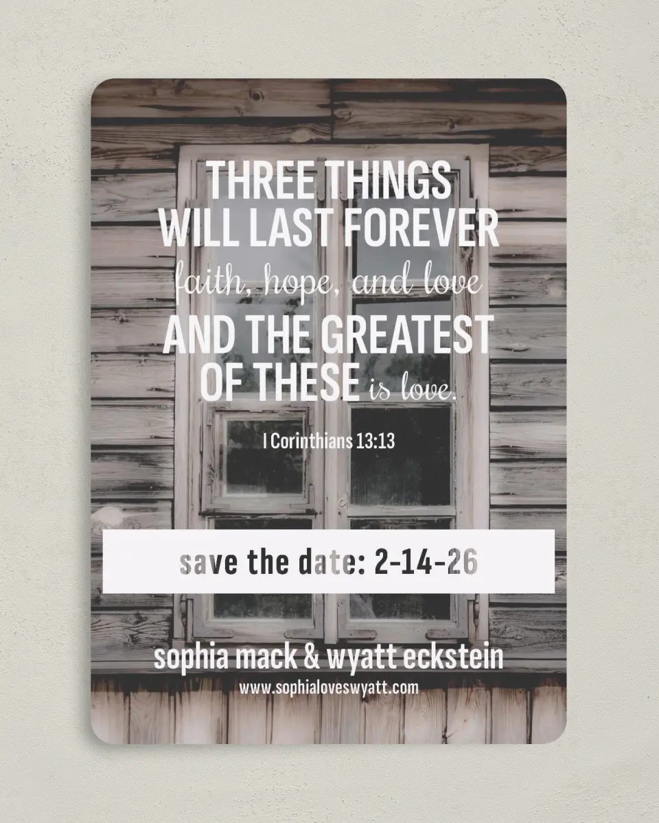 This is a 5" x 7" Save the Date Card called Rustic Retreat printed in full color on Premium Smooth paper