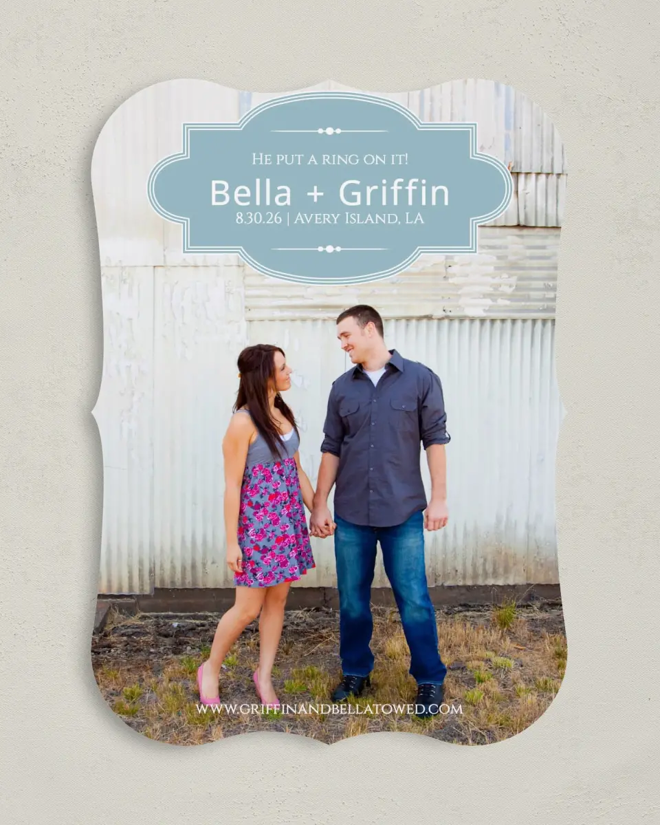 This is a 5" x 7" Save the Date Card called Storybook Ending printed in full color on Premium Smooth paper
