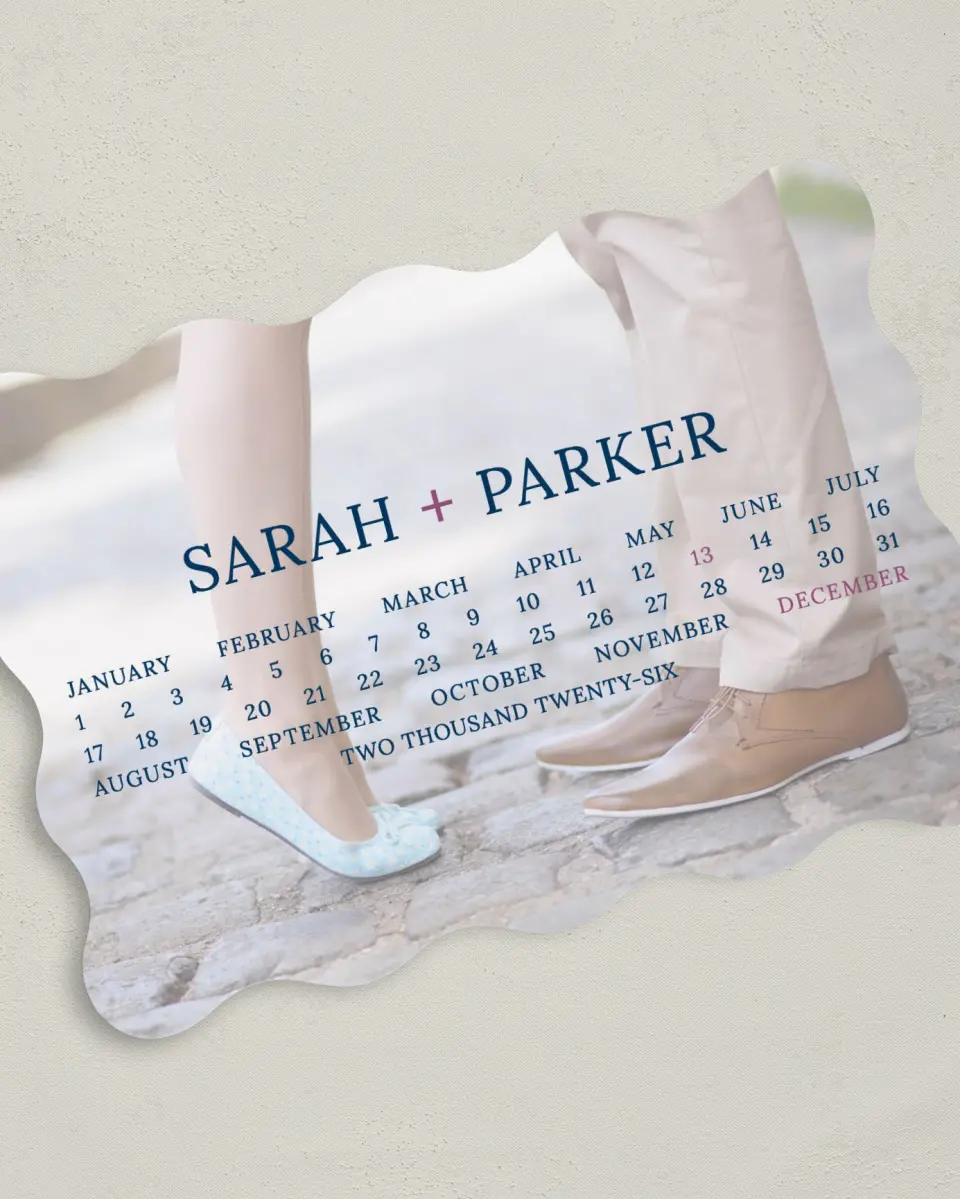 This is a 5" x 7" Save the Date Card called Modern Calendar printed in full color on Premium Smooth paper