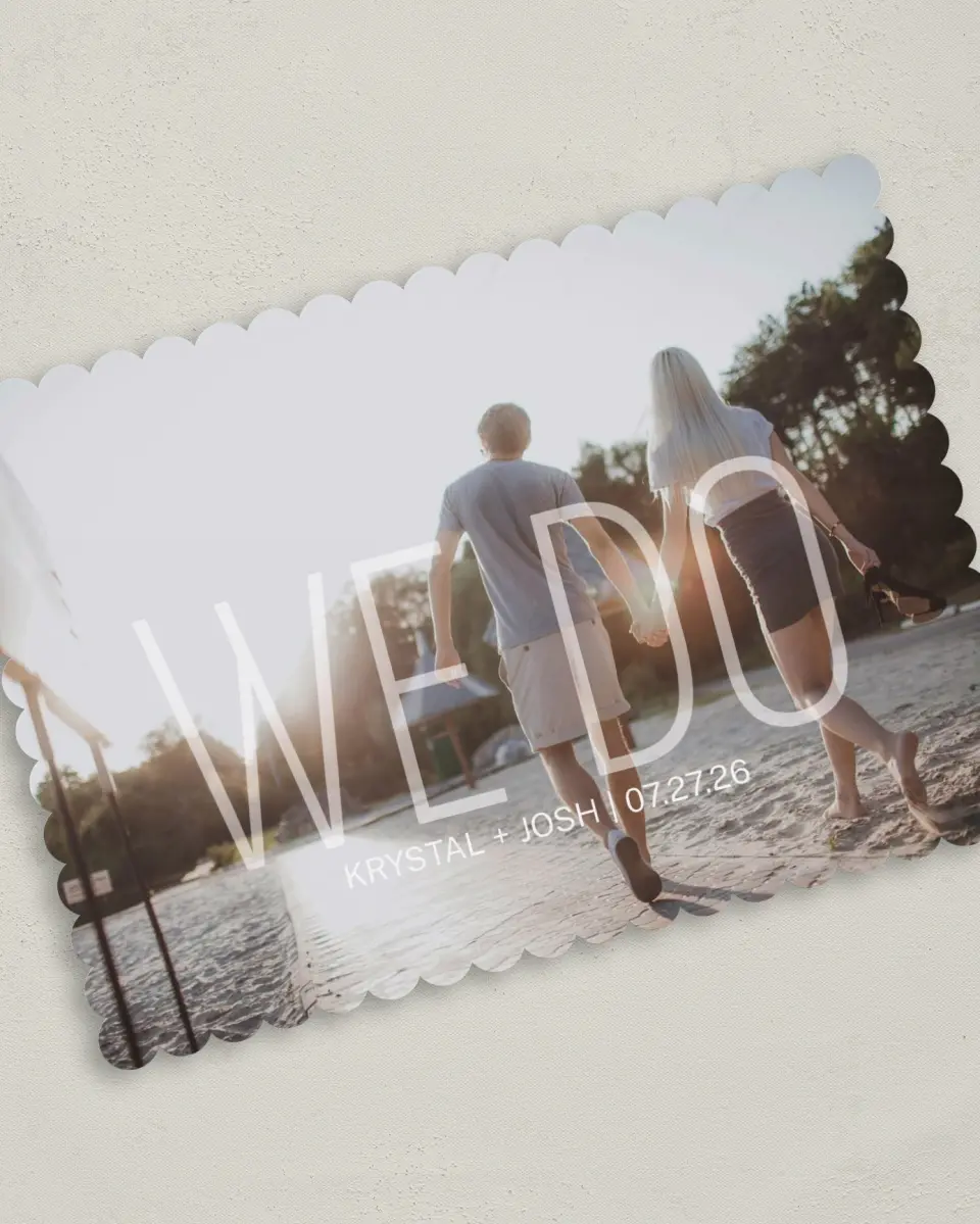 This is a 5" x 7" Save the Date Card called Our Vow printed in full color on Premium Smooth paper