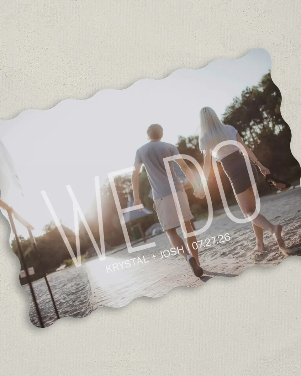 This is a 5" x 7" Save the Date Card called Our Vow printed in full color on Premium Smooth paper