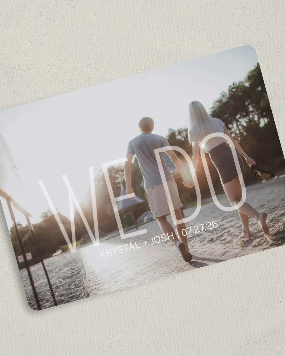 This is a 5" x 7" Save the Date Card called Our Vow printed in full color on Premium Smooth paper