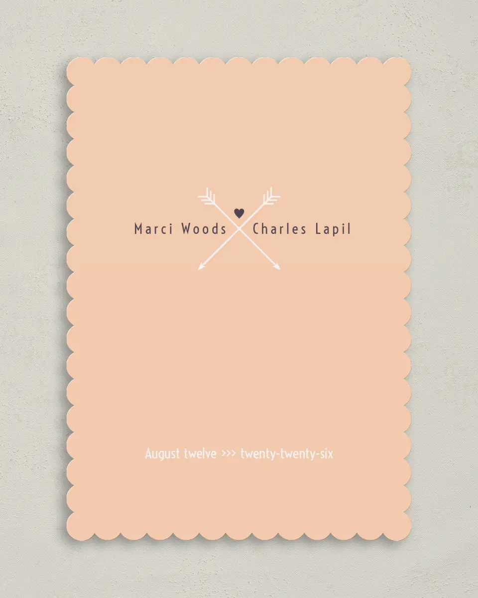 This is a 5" x 7" Save the Date Card called Love Arrows printed in full color on Premium Smooth paper