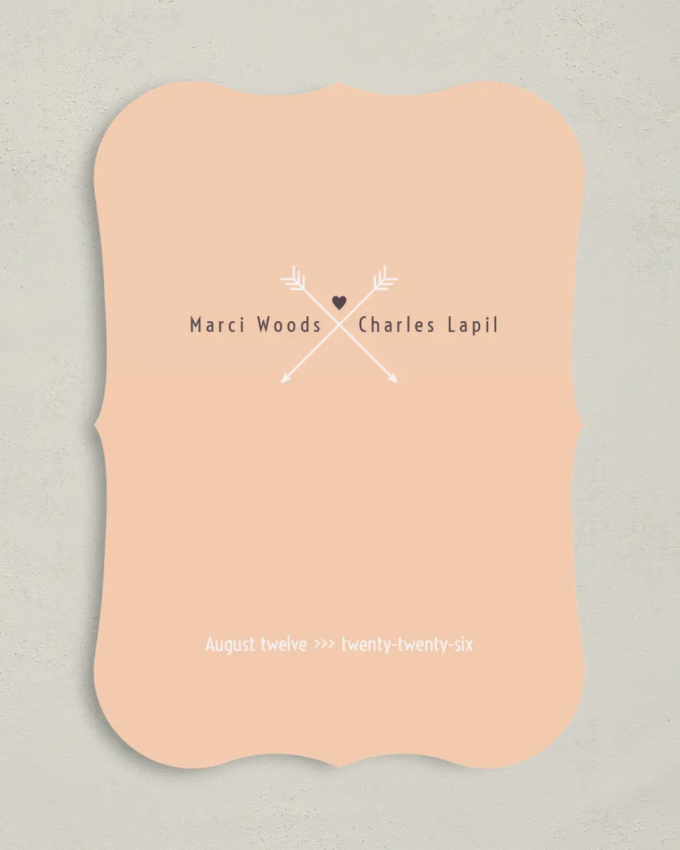 This is a 5" x 7" Save the Date Card called Love Arrows printed in full color on Premium Smooth paper