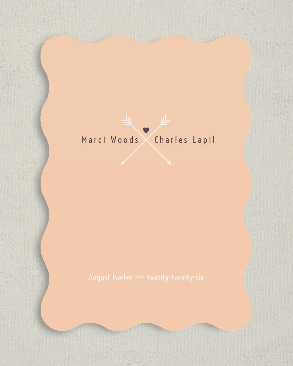This is a 5" x 7" Save the Date Card called Love Arrows printed in full color on Premium Smooth paper