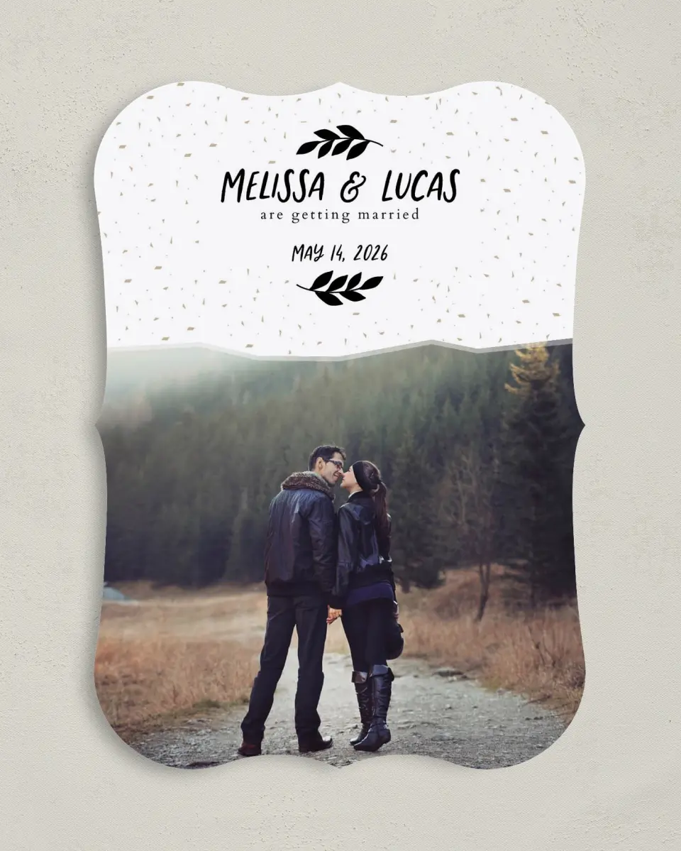 This is a 5" x 7" Save the Date Card called Mystical Spell printed in full color on Premium Smooth paper