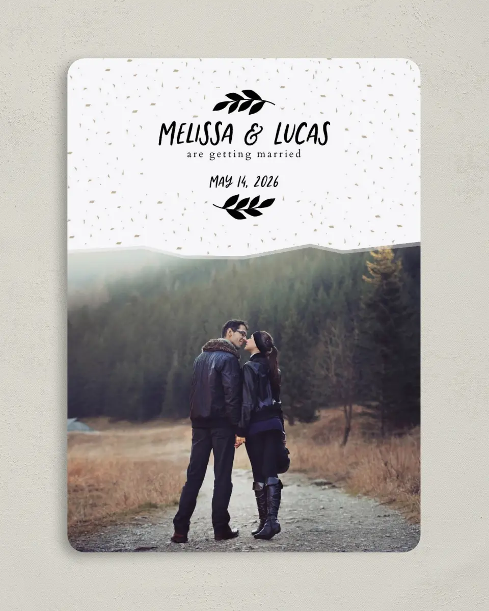 This is a 5" x 7" Save the Date Card called Mystical Spell printed in full color on Premium Smooth paper