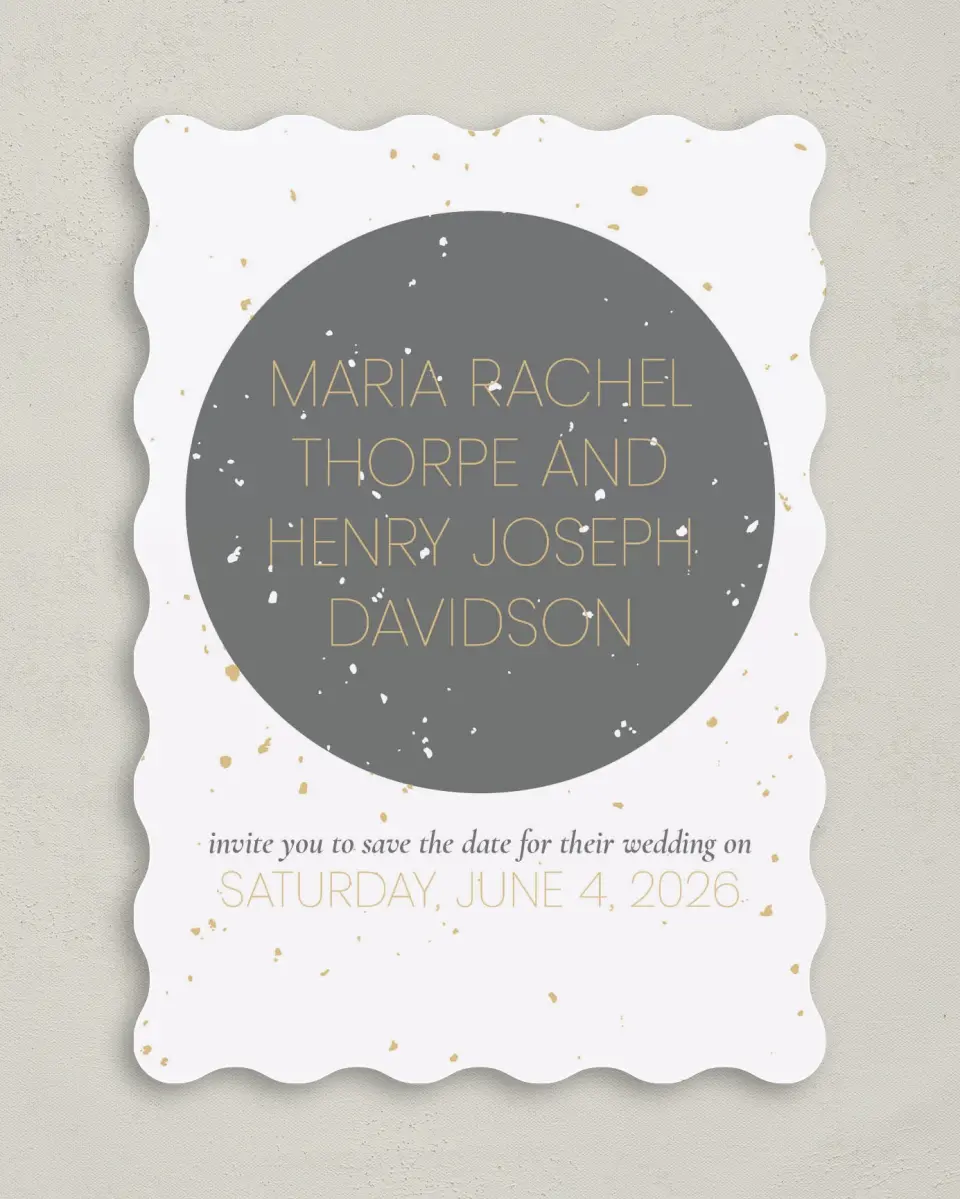 This is a 5" x 7" Save the Date Card called Truly, Madly, Deeply printed in full color on Premium Smooth paper