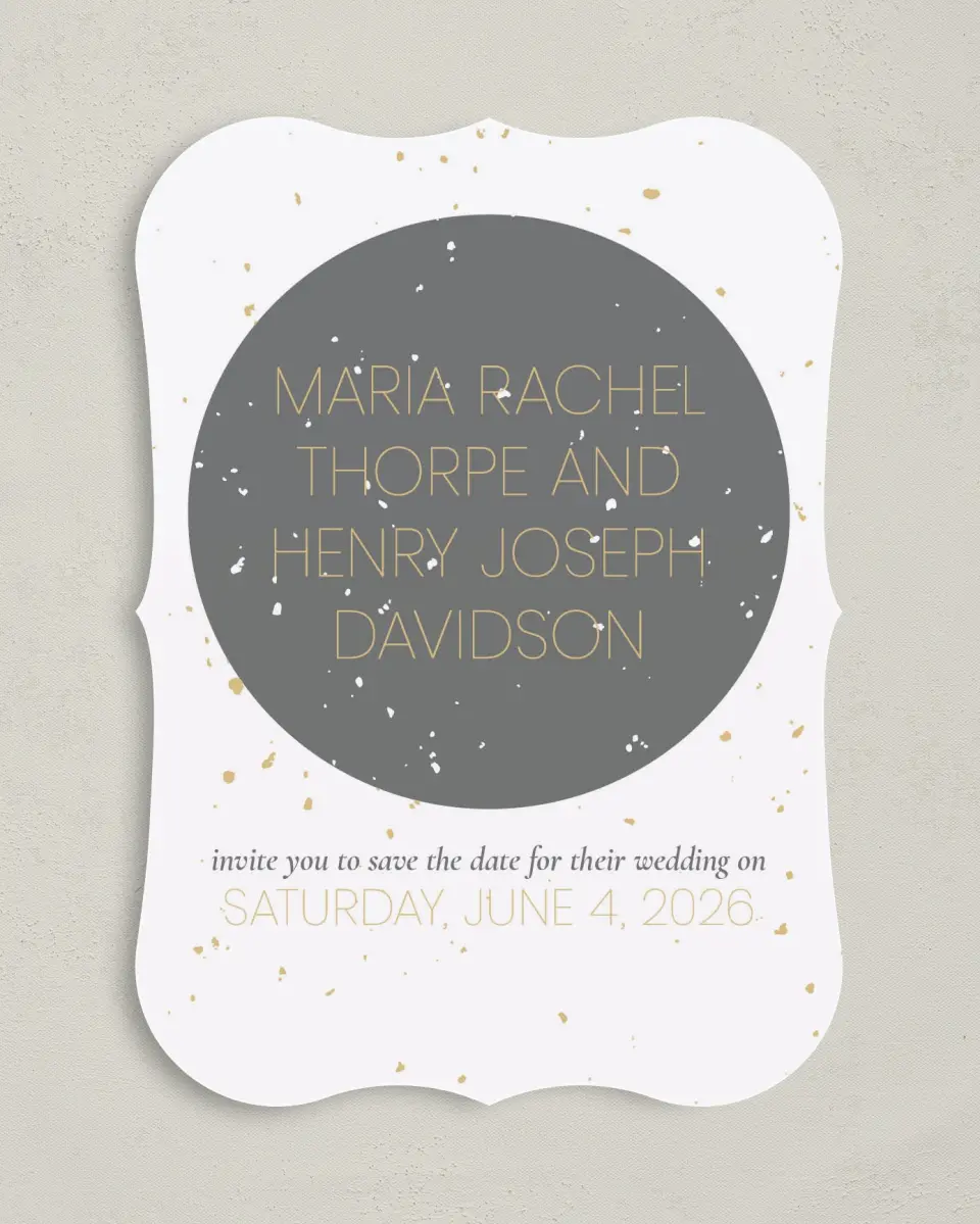 This is a 5" x 7" Save the Date Card called Truly, Madly, Deeply printed in full color on Premium Smooth paper