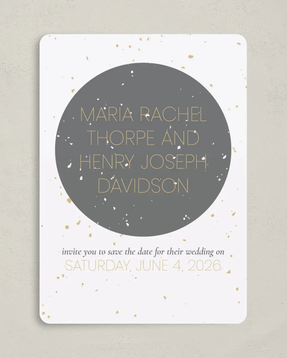 This is a 5" x 7" Save the Date Card called Truly, Madly, Deeply printed in full color on Premium Smooth paper