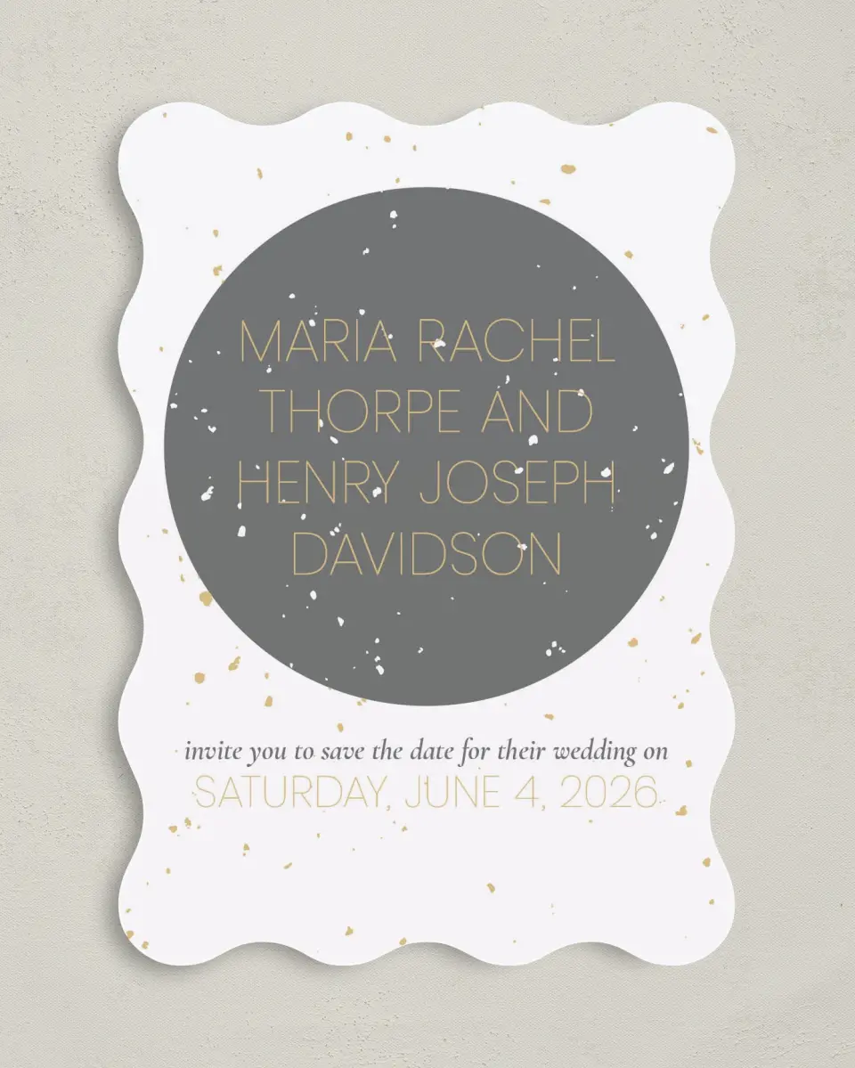 This is a 5" x 7" Save the Date Card called Truly, Madly, Deeply printed in full color on Premium Smooth paper