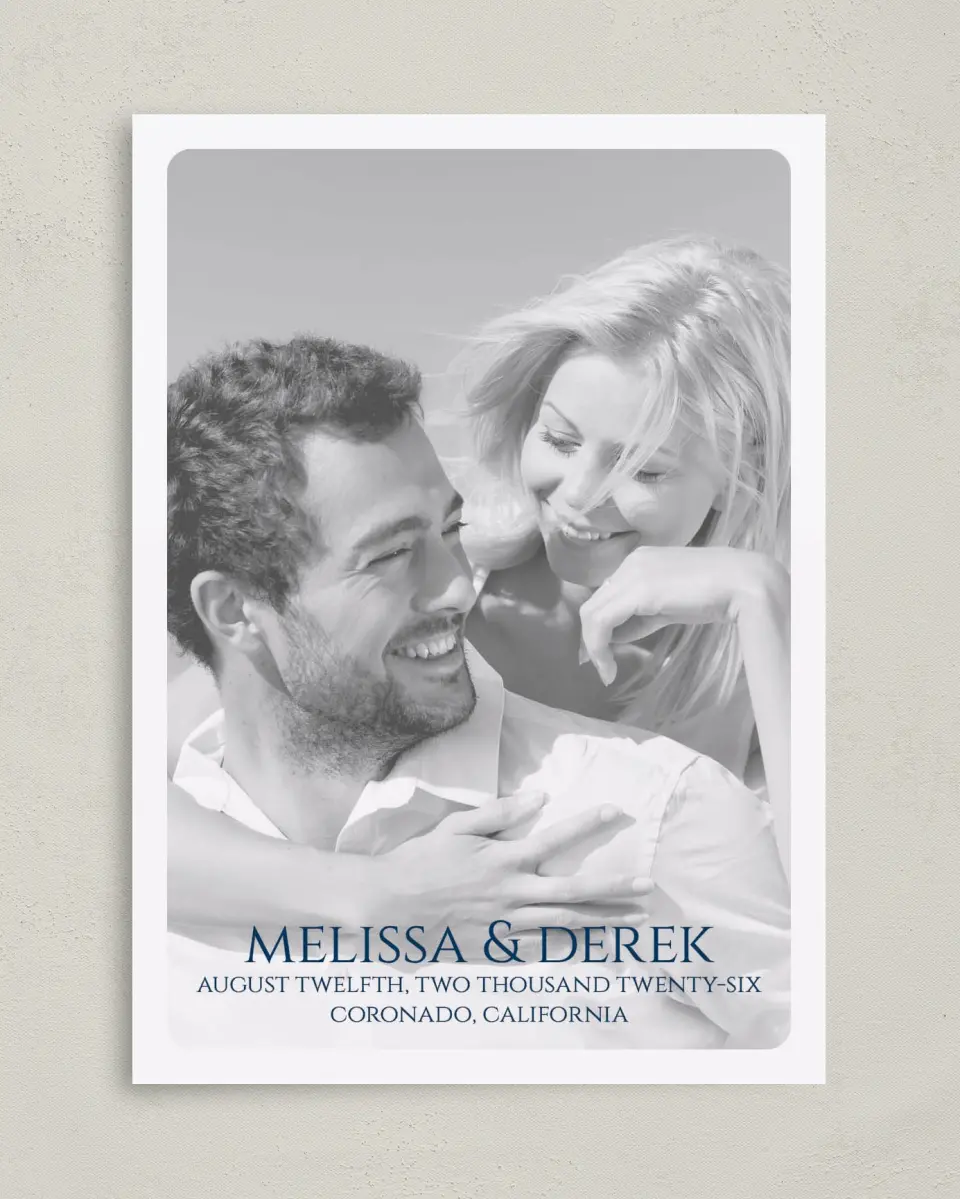 This is a 5" x 7" Save the Date Card called Love's Anchor printed in full color on Premium Smooth paper