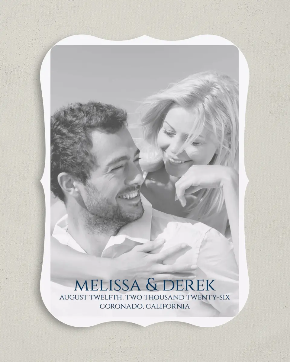 This is a 5" x 7" Save the Date Card called Love's Anchor printed in full color on Premium Smooth paper