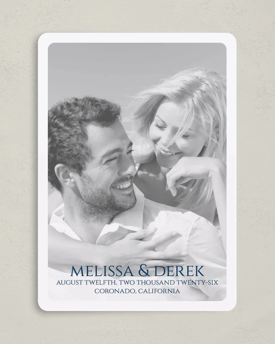 This is a 5" x 7" Save the Date Card called Love's Anchor printed in full color on Premium Smooth paper