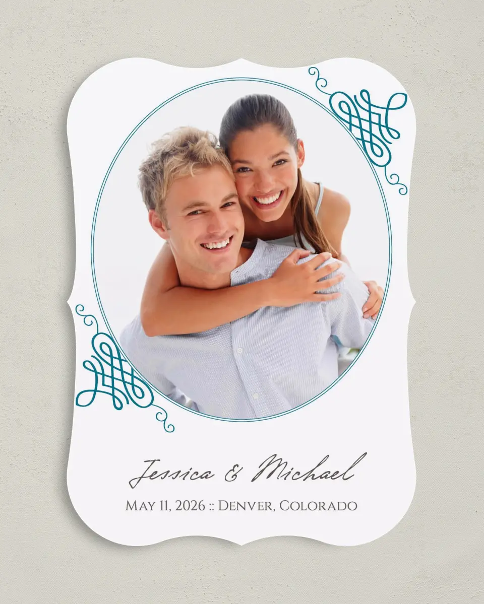 This is a 5" x 7" Save the Date Card called Simple Luxury printed in full color on Premium Smooth paper