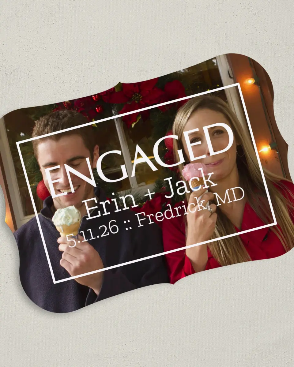 This is a 5" x 7" Save the Date Card called Modern Heartthrob printed in full color on Premium Smooth paper