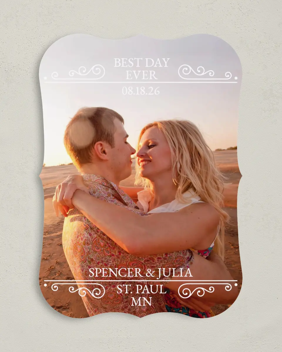 This is a 5" x 7" Save the Date Card called Best Day Ever printed in full color on Premium Smooth paper