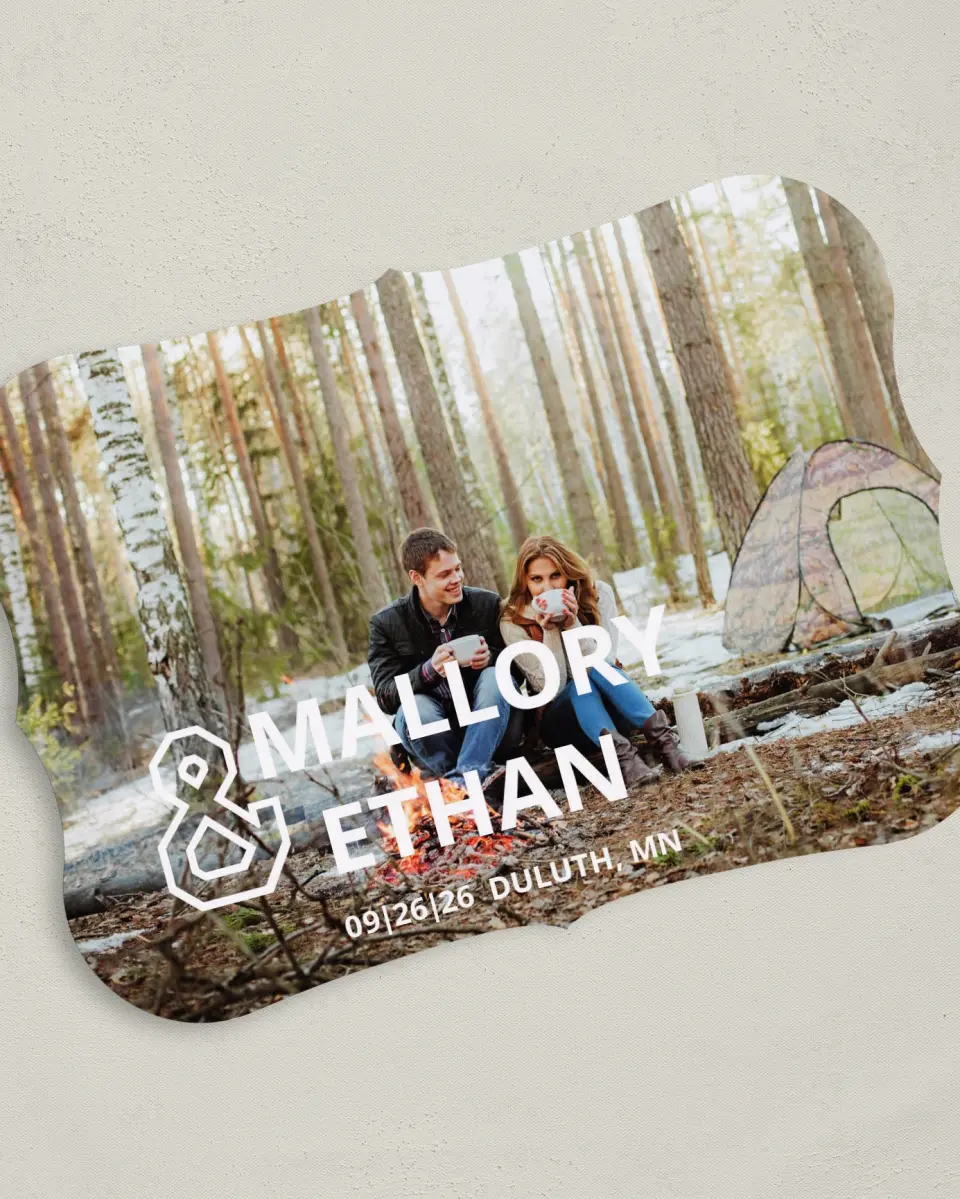 This is a 5" x 7" Save the Date Card called Photo Ampersand printed in full color on Premium Smooth paper