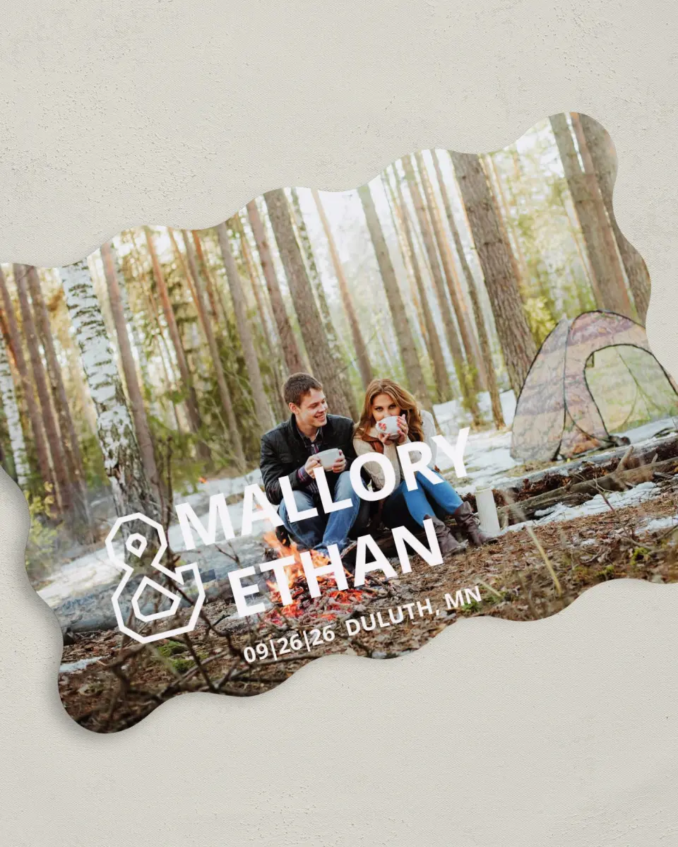 This is a 5" x 7" Save the Date Card called Photo Ampersand printed in full color on Premium Smooth paper