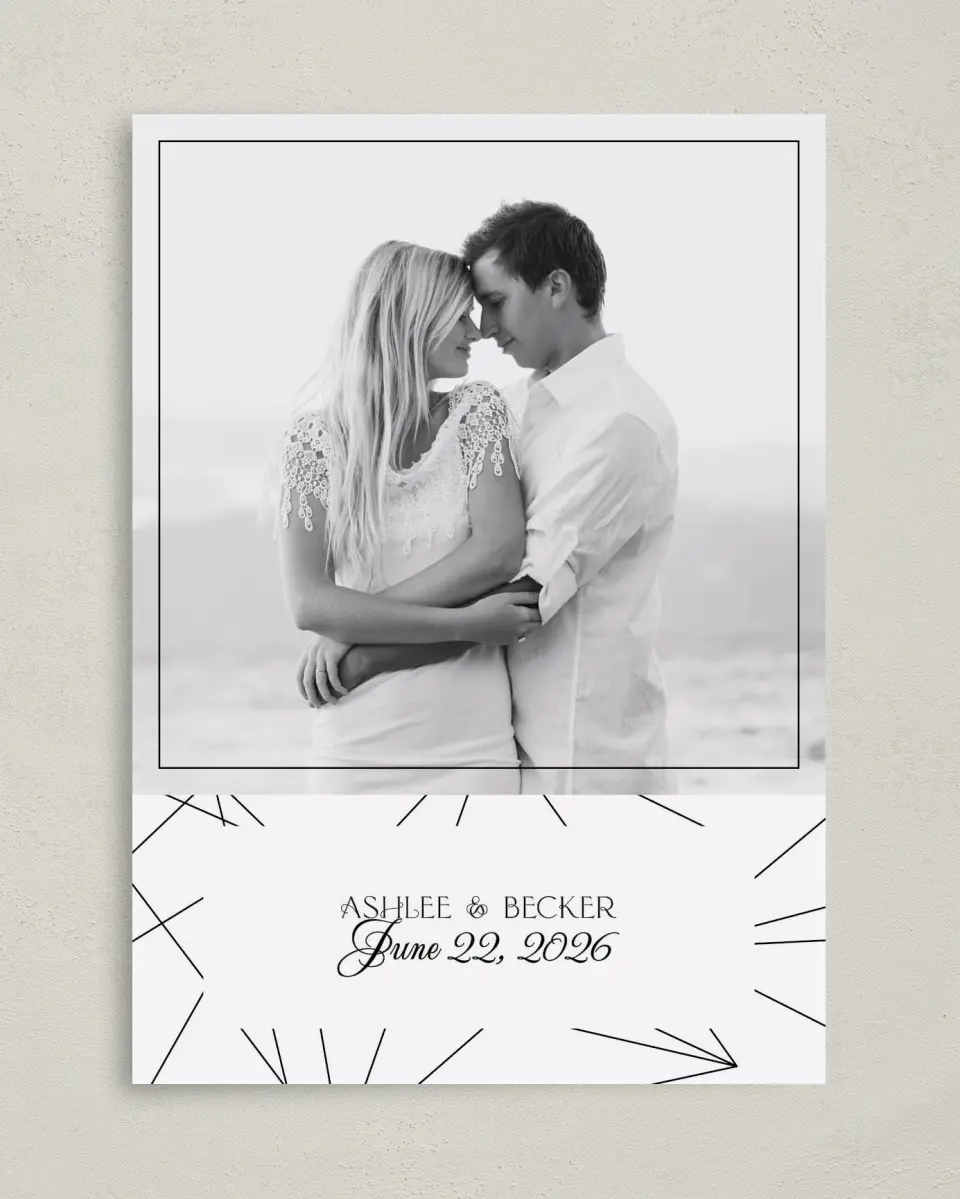 This is a 5" x 7" Save the Date Card called Upscale Vegas printed in full color on Premium Smooth paper