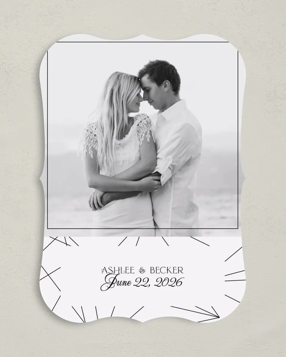 This is a 5" x 7" Save the Date Card called Upscale Vegas printed in full color on Premium Smooth paper