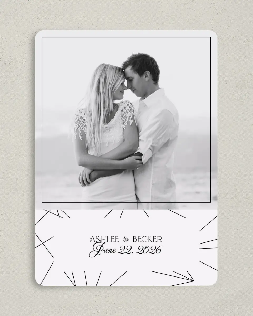 This is a 5" x 7" Save the Date Card called Upscale Vegas printed in full color on Premium Smooth paper