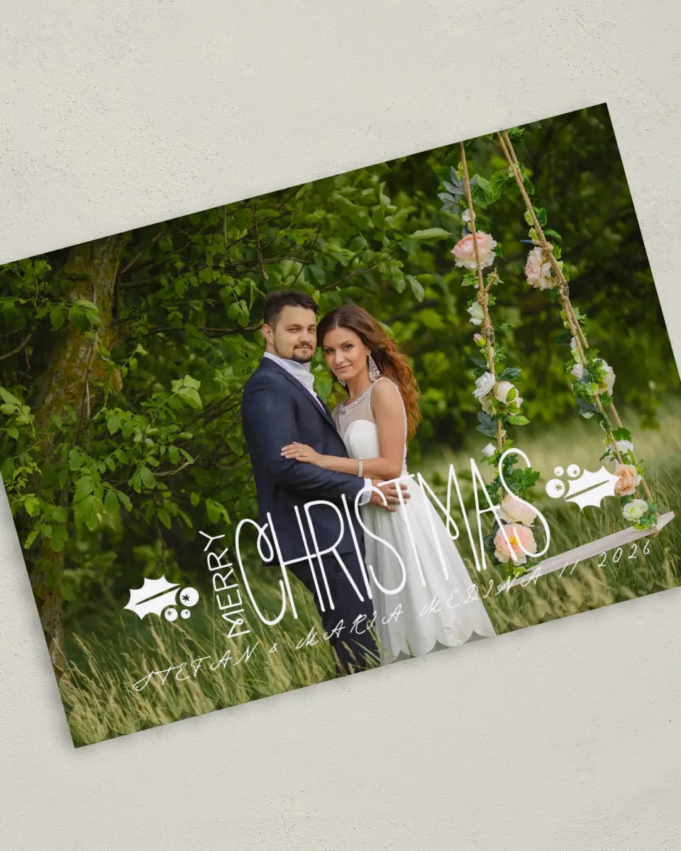 This is a 5" x 7" Christmas Card called Be Married printed in full color on Premium Smooth paper on Premium Smooth paper on Premium Smooth paper