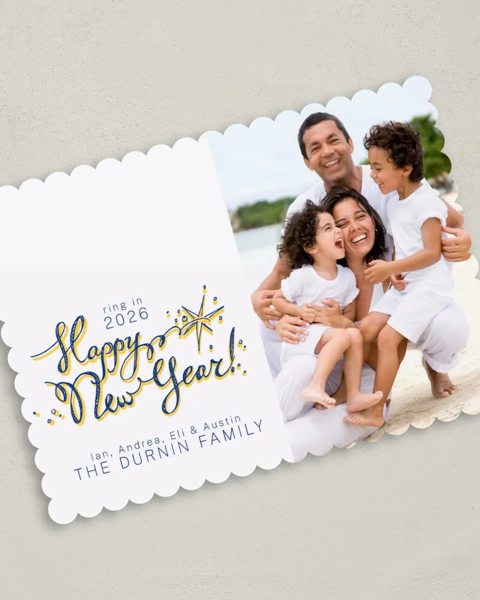 This is a 5" x 7" Christmas Card called Happy New Year printed in full color on Premium Smooth paper on Premium Smooth paper on Premium Smooth paper