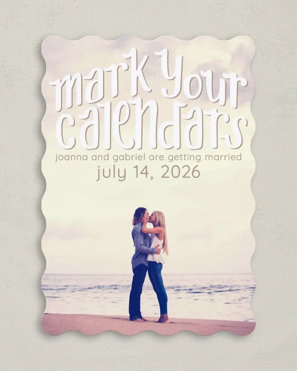 This is a 5" x 7" Save the Date Card called Mark Your Calendar printed in full color on Premium Smooth paper