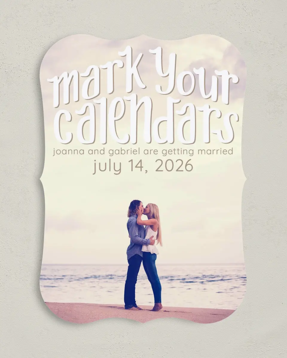 This is a 5" x 7" Save the Date Card called Mark Your Calendar printed in full color on Premium Smooth paper