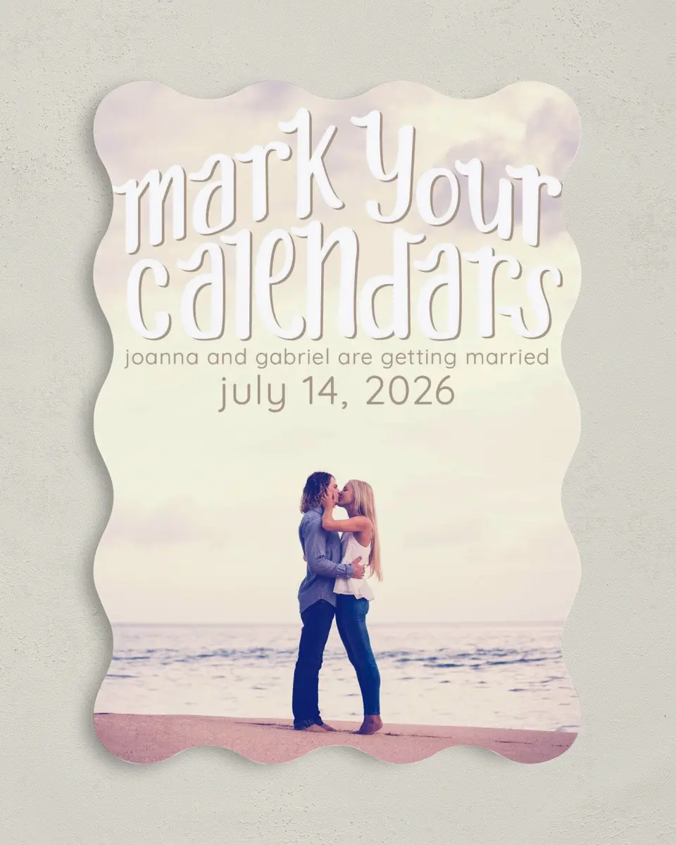 This is a 5" x 7" Save the Date Card called Mark Your Calendar printed in full color on Premium Smooth paper