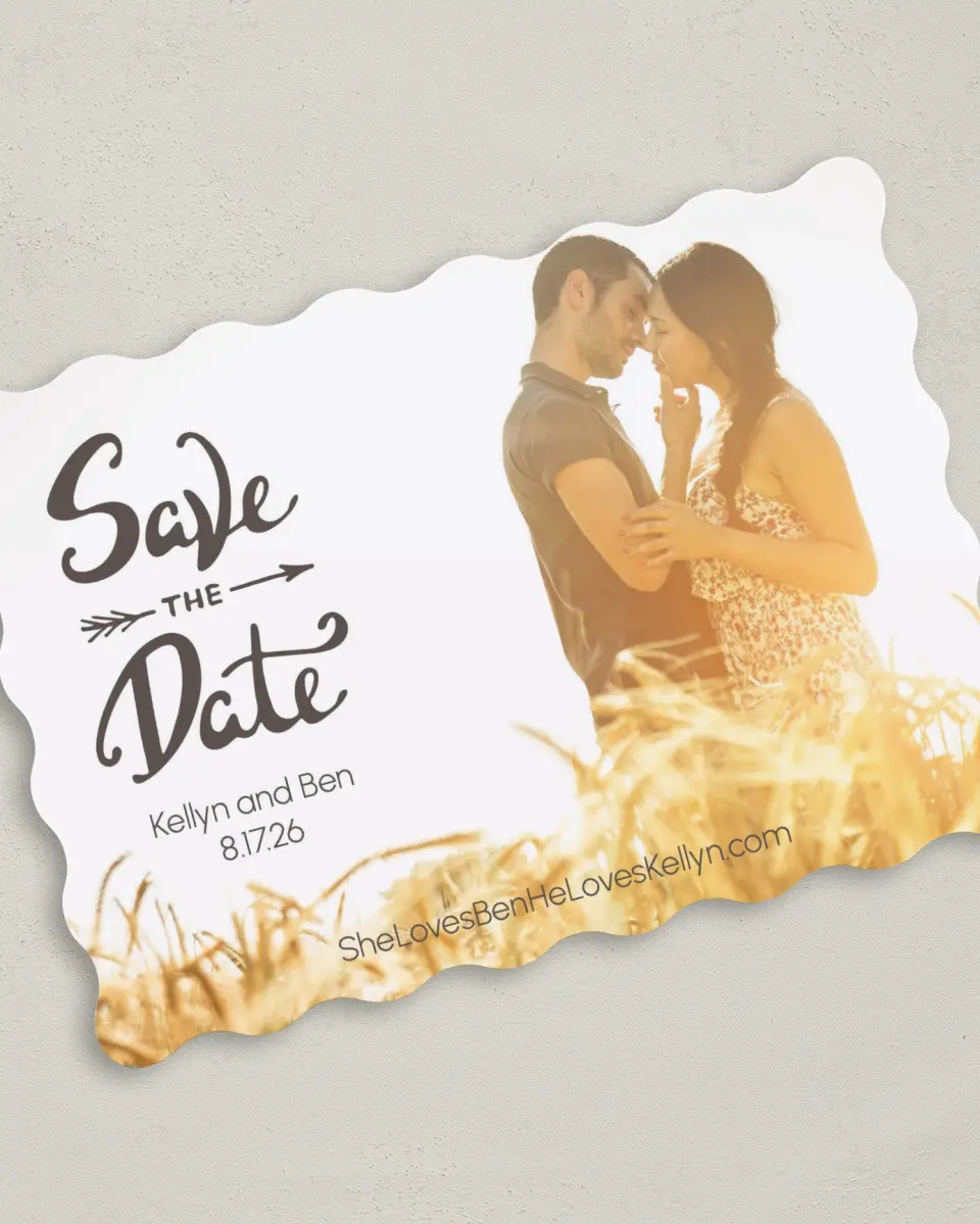 This is a 5" x 7" Save the Date Card called To Forever printed in full color on Premium Smooth paper