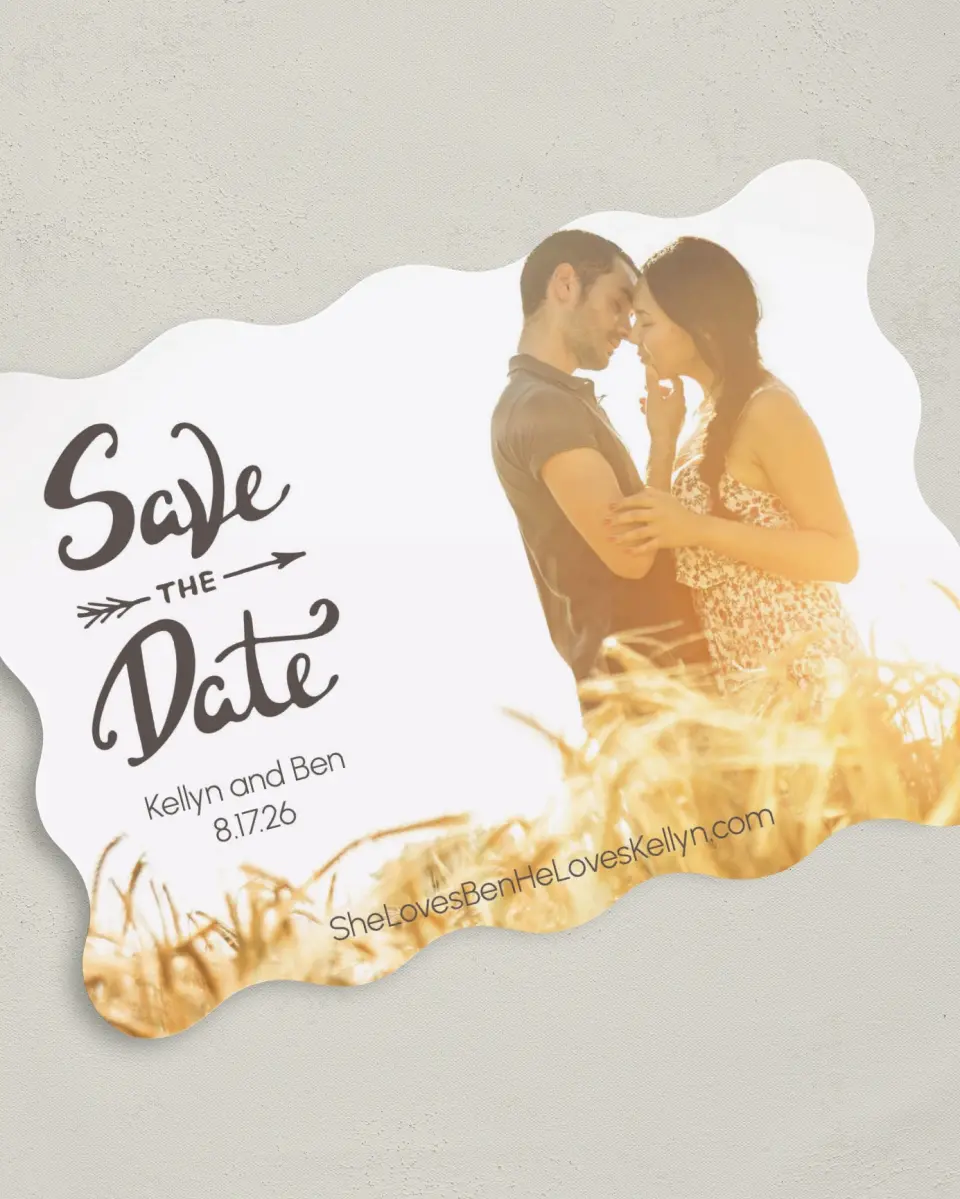 This is a 5" x 7" Save the Date Card called To Forever printed in full color on Premium Smooth paper