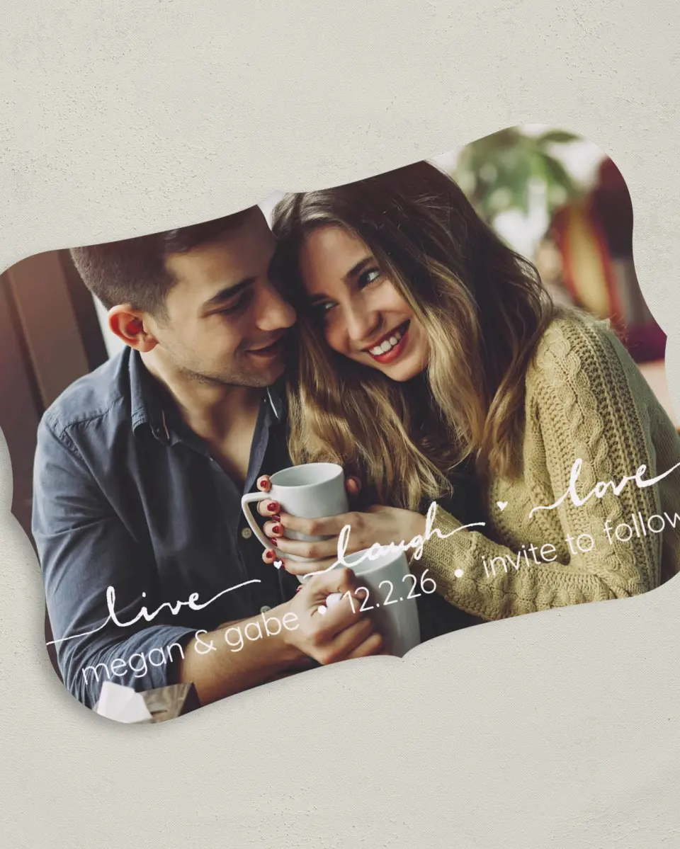 This is a 5" x 7" Save the Date Card called Love Much printed in full color on Premium Smooth paper