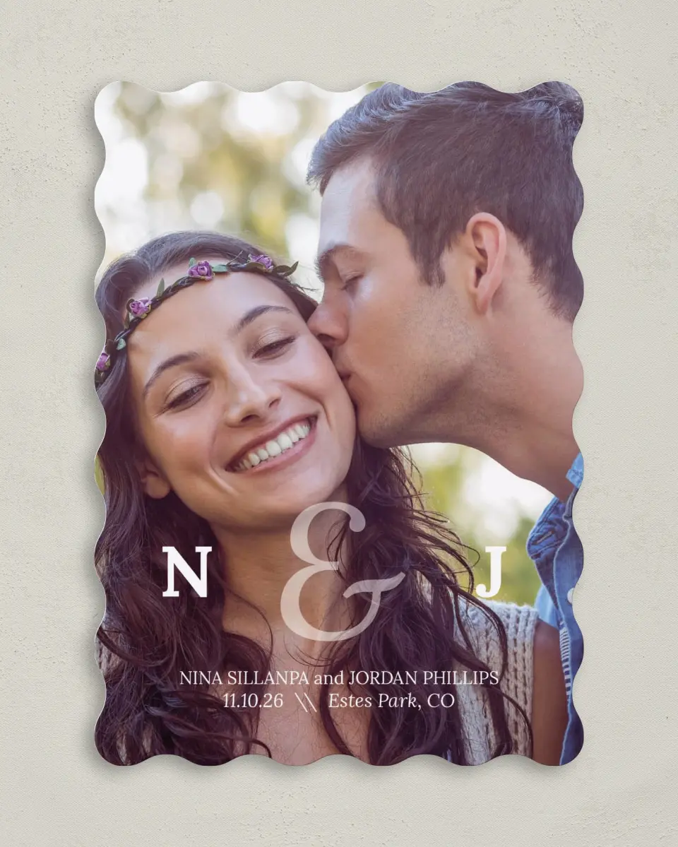 This is a 5" x 7" Save the Date Card called Us Together printed in full color on Premium Smooth paper