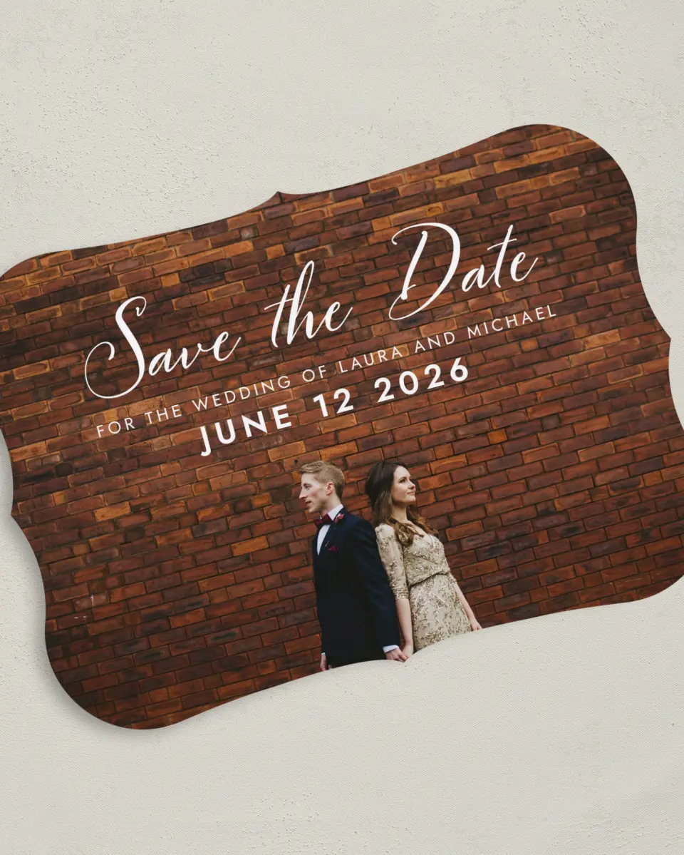 This is a 5" x 7" Save the Date Card called Waiting for You printed in full color on Premium Smooth paper