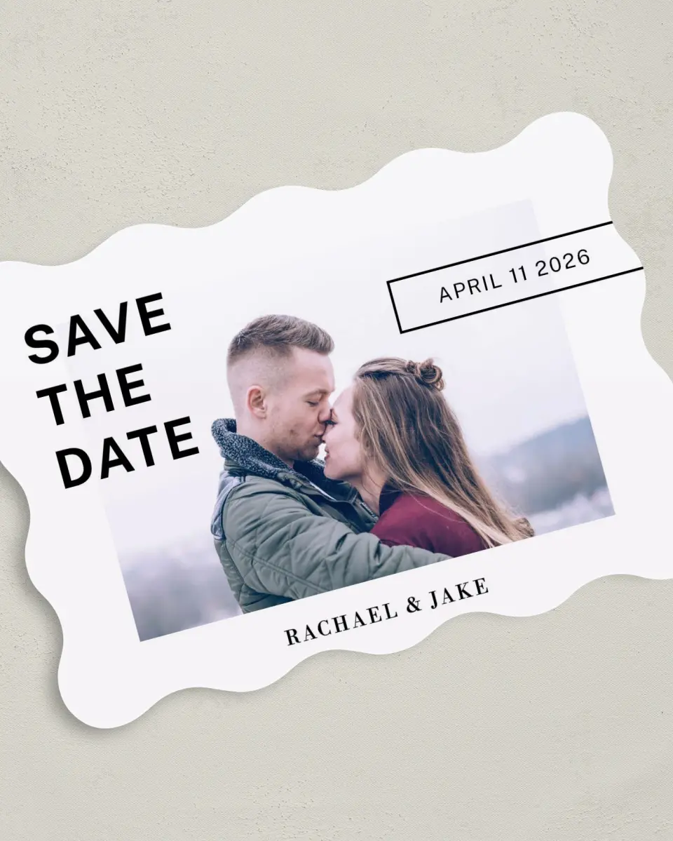 This is a 5" x 7" Save the Date Card called You.Me.Forever. printed in full color on Premium Smooth paper