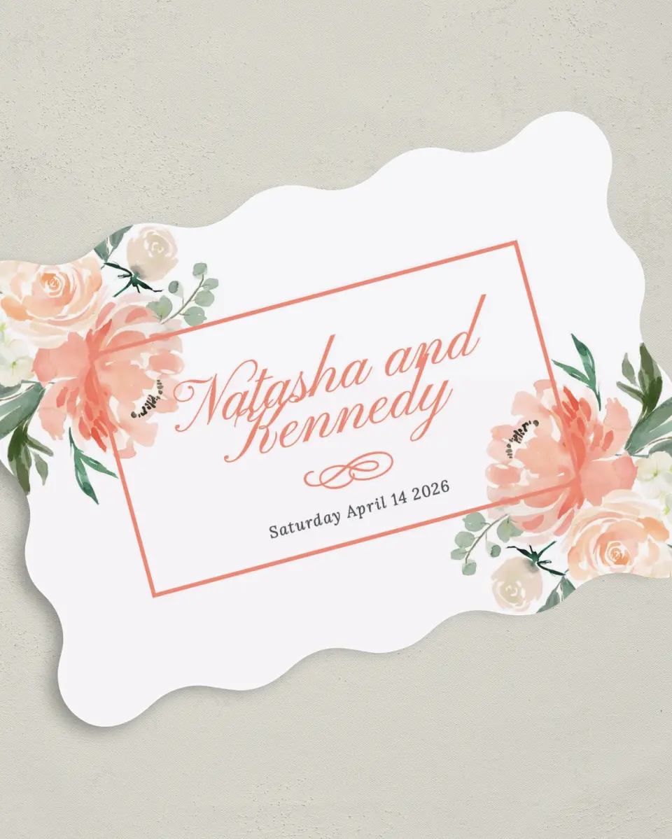 This is a 5" x 7" Save the Date Card called Luxe Floral printed in full color on Premium Smooth paper