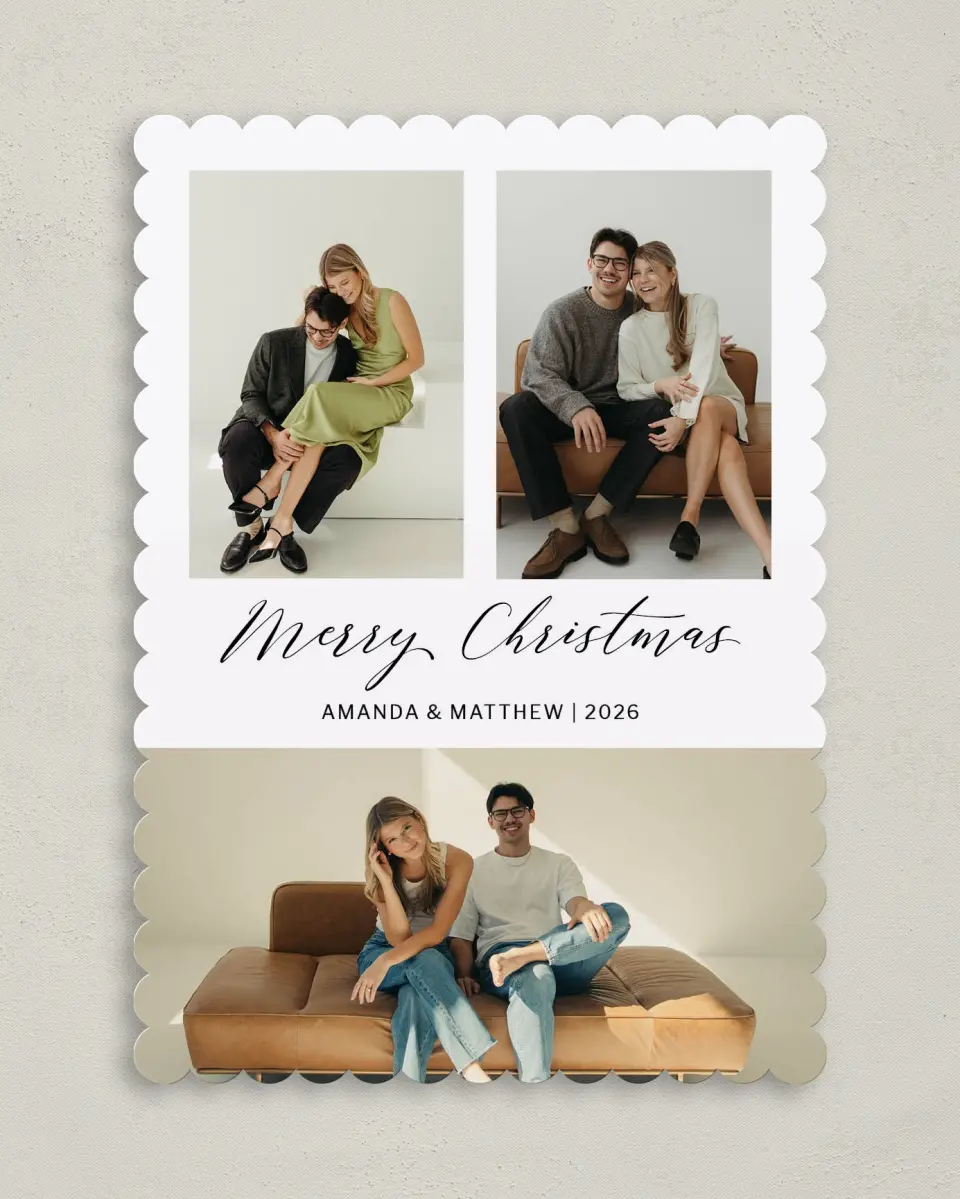 This is a 5" x 7" Christmas Card called Merry Trio printed in full color on Premium Smooth paper on Premium Smooth paper on Premium Smooth paper