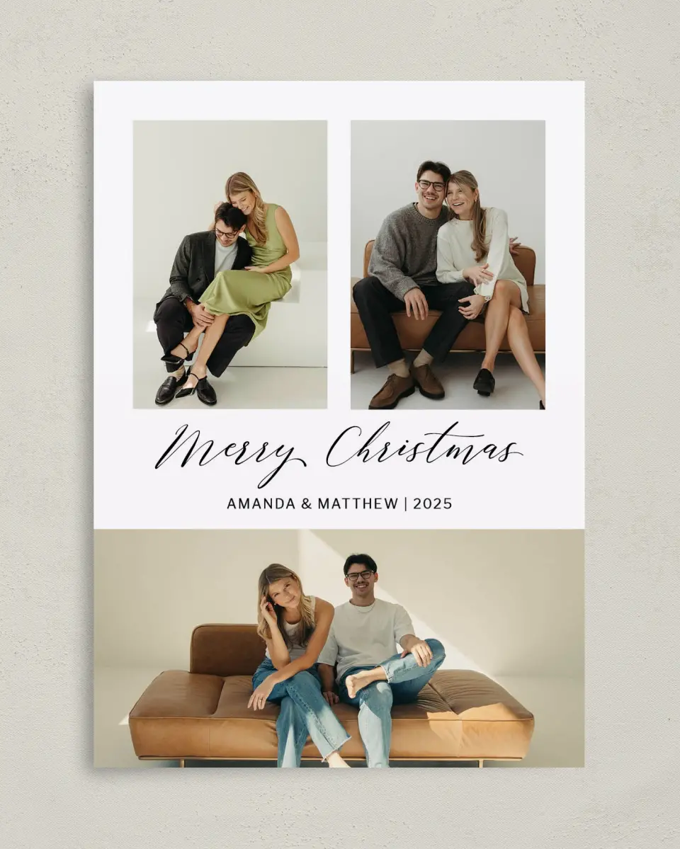This is a 5" x 7" Christmas Card called Merry Trio printed in full color on Premium Smooth paper