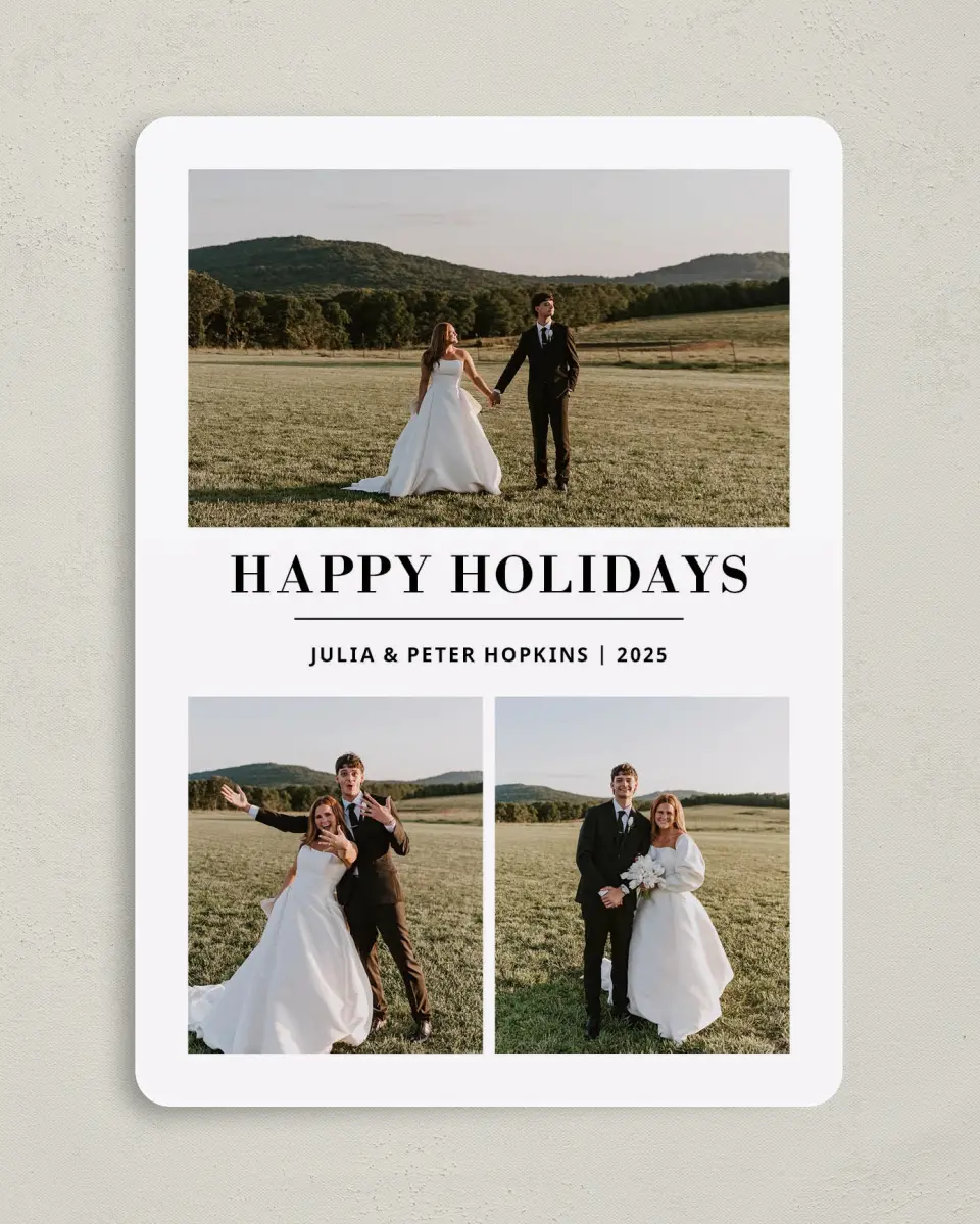This is a 5" x 7" Christmas Card called Holiday Shine printed in full color on Premium Smooth paper