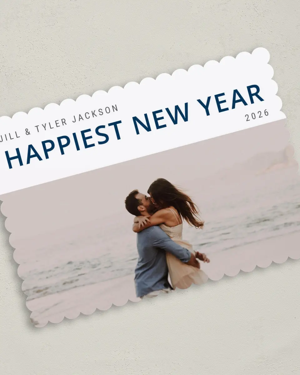 This is a 5" x 7" Christmas Card called Happiness Wishes printed in full color on Premium Smooth paper on Premium Smooth paper on Premium Smooth paper