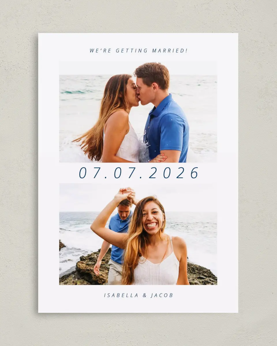 This is a 5" x 7" Save the Date Card called Our Big Day printed in full color on Premium Smooth paper
