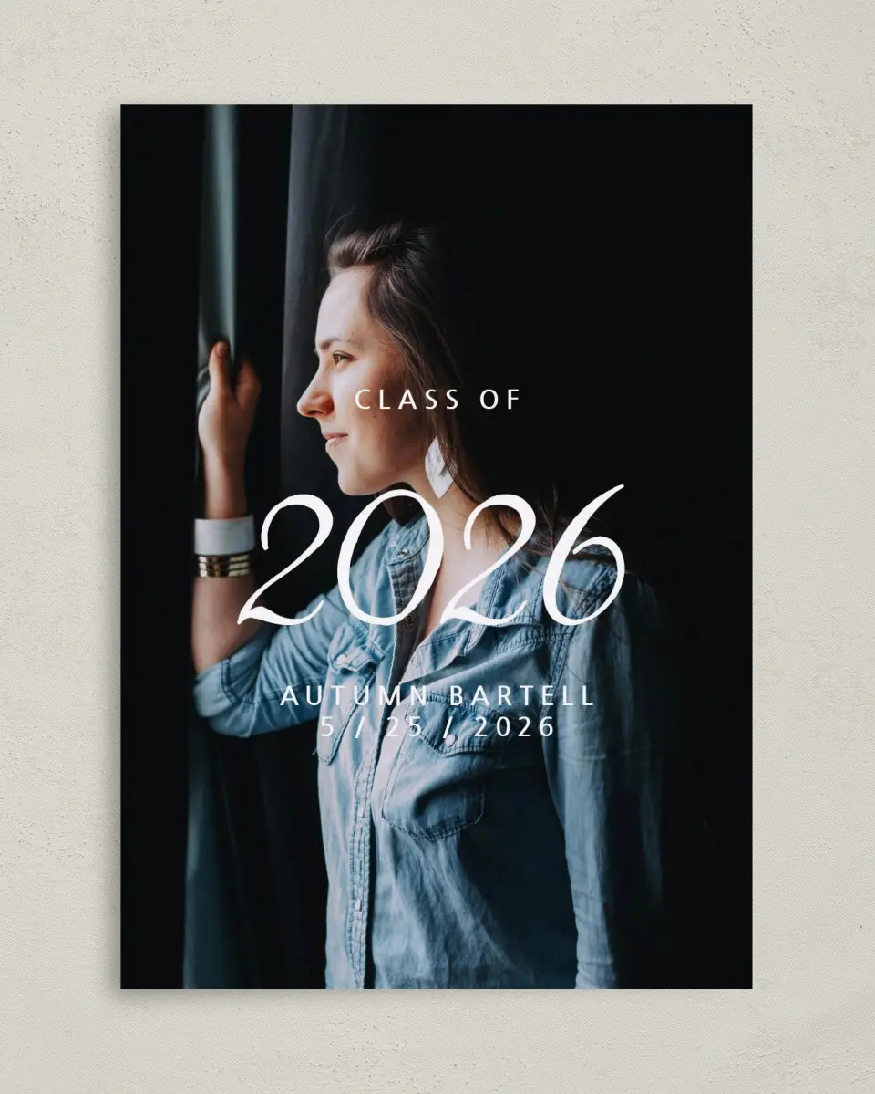 This is a 5" x 7" Graduation Announcement Card called Go The Distance printed in full color on Premium Smooth paper