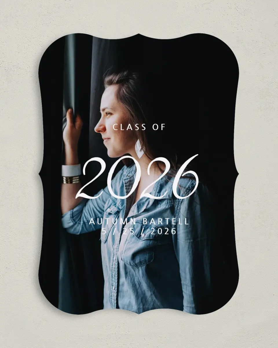 This is a 5" x 7" Graduation Announcement Card called Go The Distance printed in full color on Premium Smooth paper