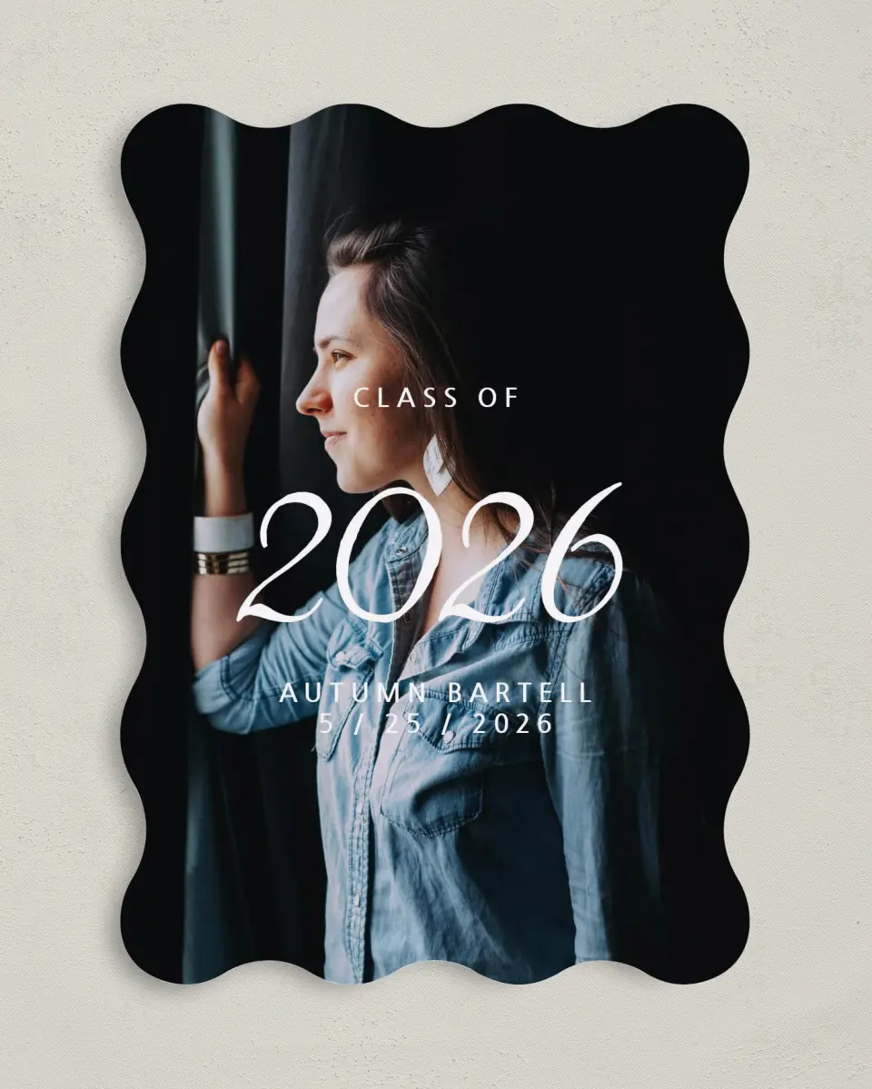 This is a 5" x 7" Graduation Announcement Card called Go The Distance printed in full color on Premium Smooth paper